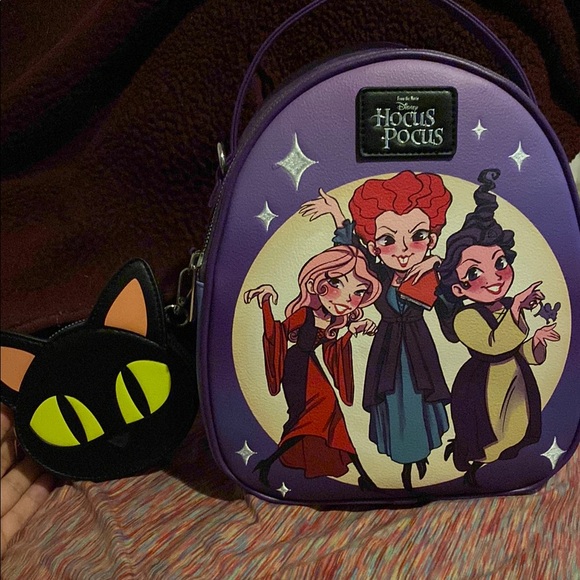 Hocus Pocus Purple Backpack with Cat Coin Purse - Picture 1 of 10